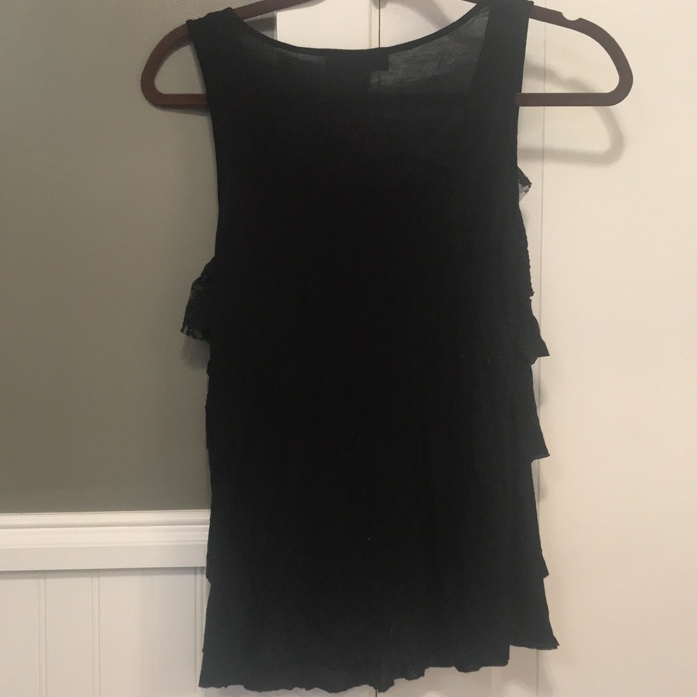 Black Ruffled Tank Top - Picture 3 of 4